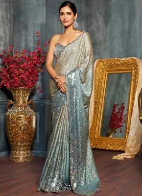 $350 • Buy Designer Sequin Saree, Perfect Wedding Guest Outfit
