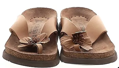 Mephisto Size 42 US 11 12 Violette Sandals Tan Nude  Leather Flower Thong Flat • $42
