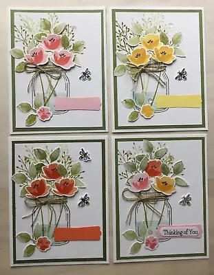 Handmade Flower Mason Jar Card KIT Of 4 / 4 Variations To This Set • $10.99