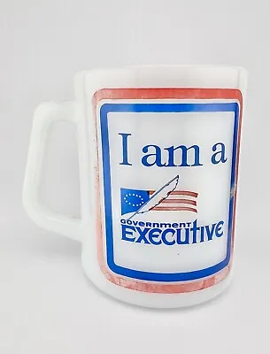 RARE Vintage Federal Mug Milk Glass   I Am A Government Executive  D Handle • $207