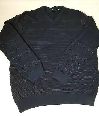 Vintage Perry Ellis  Sweater Men's Sz L Cosby Dad Grandpa V-Neck 90's Textured • $27.90