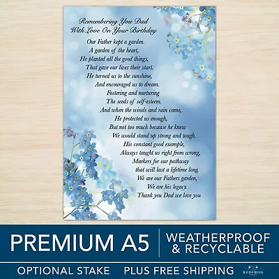 Dad Birthday Memorial Grave Card Dad Memorial Card Graveside Waterproof  Eco A5 • £5.50