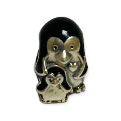 Pandora Sterling Silver S925 Penguin Family Black Enamel Bead 791404EN60 • £22.39