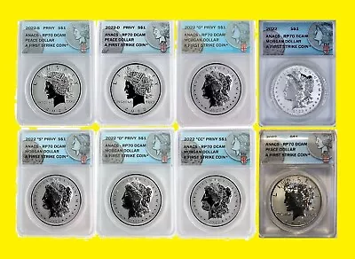 2022 MORGAN & Peace Dollar COMPLETE  8 Coins Set Anacs RV PF 70 First Strike • $1999.99