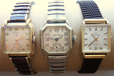 3 Lot Vintage Gruen Elgin Wittnauer Wristwatch Mens • $113.50