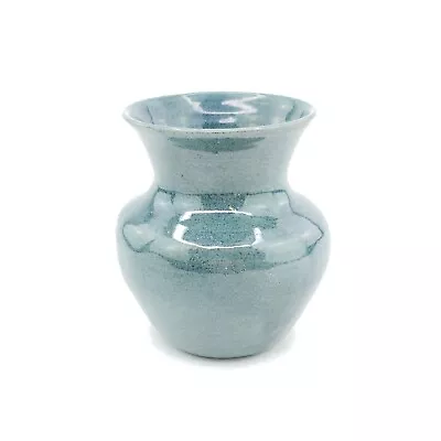 Vintage Small Stoneware Vase Handmade Home Decor Greenish Blue Glaze 3 Inch READ • $19.99