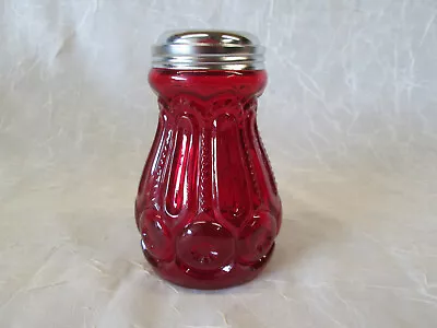 Moon And Stars Pattern Glass LE Smith RUBY RED Sugar Shaker 4.75  Tall Alum Lid • $99.99