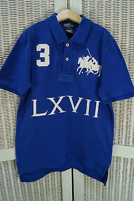 POLO RALPH LAUREN Vintage Kids’ Dual Match Big Pony Blue Shirt M 10-12  3  LXVII • £23.95