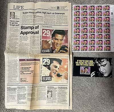 1977 ELVIS PRESLEY - 29 CENT STAMP - FULL SHEET OF 40 - With Voting Paper • $1500