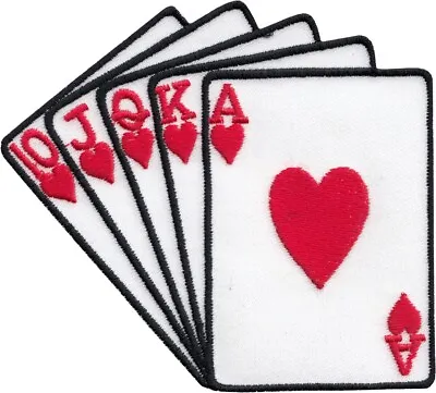Patch - Royal Flush Playing Cards Hand Red Hearts Poker Embroidered Iron On 9719 • $5.75