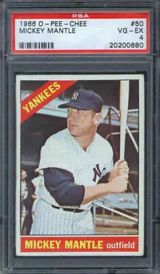 1966 O-Pee-Chee #50 Mickey Mantle PSA 4 New York Yankees HOF • $595