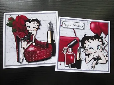 NEW ===  2 X BIRTHDAY BETTY BOOP & HER ACCESSORIES --- Large Card Toppers (6X6) • £1.50