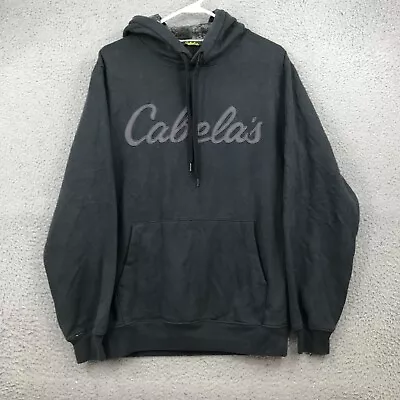 Cabelas Sweater Adult Small Black Solid Spellout Pullover Hoodie Mens 37008 • $3.80