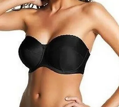 Fantasie Ivory Rose 8952 Plain Underwired Multiway/strapless Bra Black 30c • £19.95