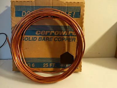  Copper Bare Grounding Wire 25 Feet 6AWG Solid Solid Ground  • $20