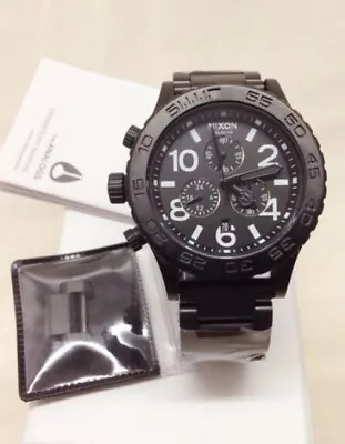 BRAND New NIXON  Watch All Black A037001 42-20 Chrono A037-001 42mm Genuine • $165