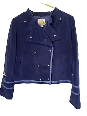Annie Jacket Target Steampunk Military Blue Velvet XL Girls Small Womens Crop • £24.13