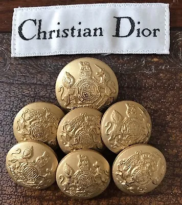 $49.99 • Buy 7 Gold Crest Replacement Shank Buttons Christian Dior New