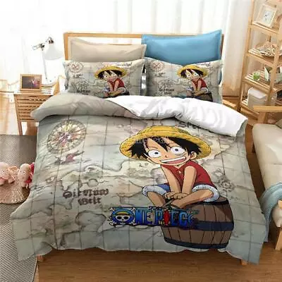 Monkey D. Luffy Printed Quilt Duvet Cover Set Pillowcase Children Doona Cover • $67.99