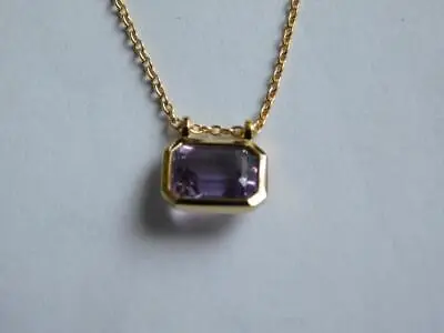 £33.95 • Buy 9ct Yellow Gold On 925 Sterling Silver Amethyst Pendant And Chain