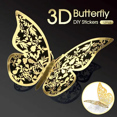 $5.69 • Buy 12 PK 3D NEW Butterfly Wall Decals Stickers Removable Kids Nursery Decoration AU