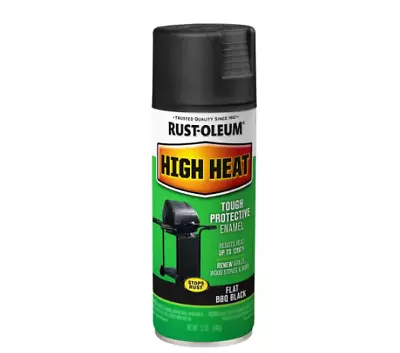Rustoleum High Heat BBQ Grill Stove Engine Metal Black Flat Spray Paint 12 Oz • $8.89