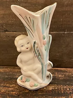 Vintage Cherub Bud Vase Occupied Japan MCM Kitschy 5”  • $10