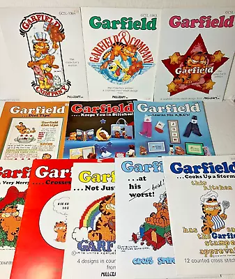 Garfield Cross Stitch Book Lot Of 11 ABC Christmas Canvas By Millcraft • $59.99