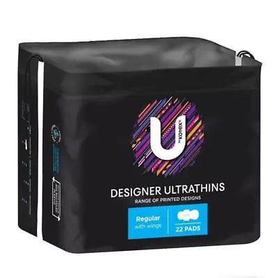 U By Kotex Designer Series Ultrathins Pads Wing Regular 22 Pack • $7.99
