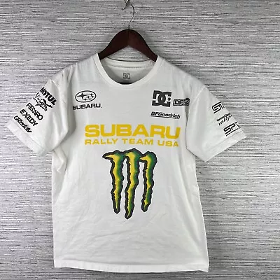 Monster Energy Shirt Mens Medium White Subaru DC Shoes Dave Mirra Rally Racing • $38.88