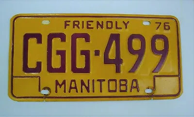 Old Manitoba License Plate CGG-499 Embossed 1976 Base Date Friendly Vintage • $10.50