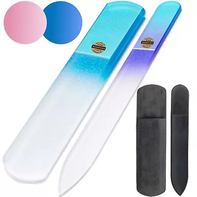 Glass Nail File With Velvet Case - Glass Foot File Hand Callus Remover - Czec • $19.13