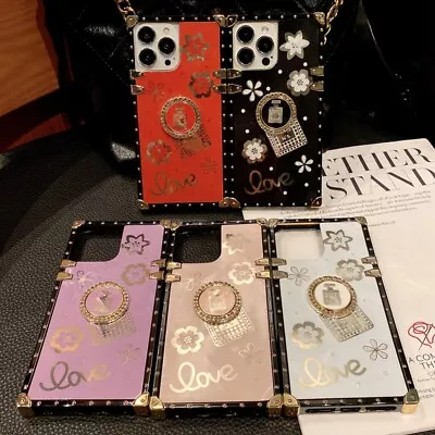 For Samsung S21 S20 S22 S10 S9 S8 Note 20 Luxury Perfume Bottle Ring Square Case • $16.98