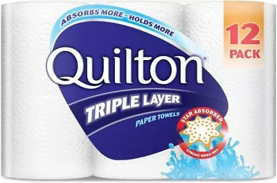 Quilton 3 Ply White Paper Towel (60 Sheets Per Roll) (12 Count) Pack Of 12 • $22