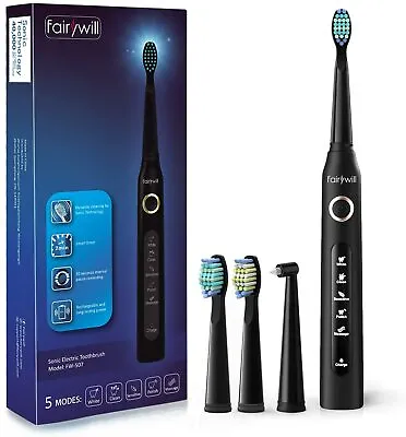5 Modes Fairywill Sonic Electric Toothbrush Timer Soft Brush Heads Rechargeable • $18.99