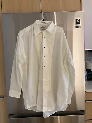 Vintage  Light Ruffled Creme  Tuxedo Dress  Shirt   Men's XXL 2xl 18 18 1/2 33 • $29.10