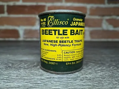 Vintage Ellisco #40 Beetle Bait Aromatic Lure Use In Japanese Beetle Tin 4oz Can • $14.99