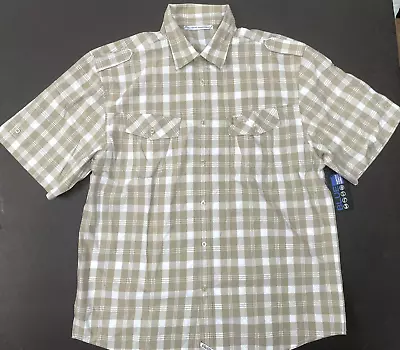 Marithe Francois Girbaud Shirt Short Sleeve Kauboi Khaki White 100% Cotton • $8.80