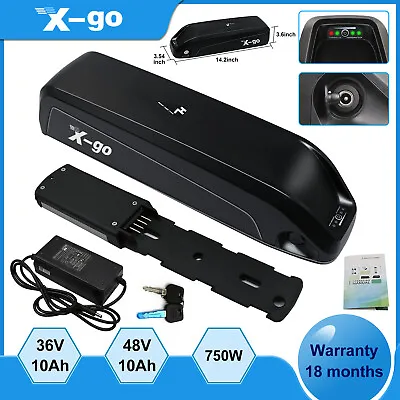 X-GO 36V 48V 10AH Lithium HaiLong Downtube Battery For Electric Bicycle E Bike • £165.99