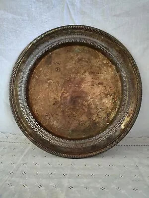 Vintage 12.25  Silver Platter Tray Unknown Maker Not Stamped Preowned • $4