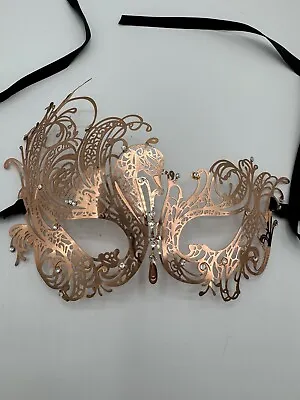Rose Gold Swan Elegant Metal Laser Cut Venetian Mardis Gras Masquerade Mask • $22.99
