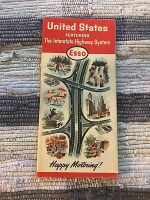  1964 ESSO United States INTERSTATE HIGHWAY SYSTEM Vintage Road Map! HUMBLE OIL! • $2.99