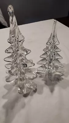 Vintage Art Glass Christmas Tree Taiwan 10  & 8  Tall Pair • $1.99