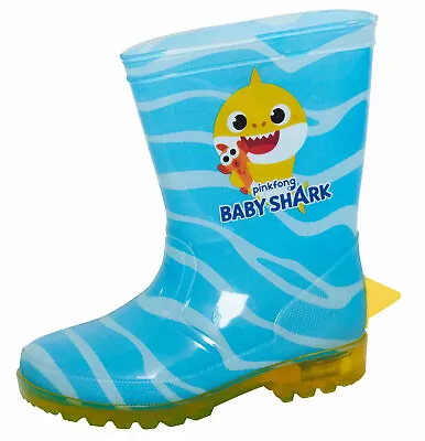 Baby Shark Light Up Wellington Boots Boys Wellies Girls Wellys 3D Fin Rain Shoes • £11.95