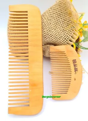 Wood Comb Hair Wooden Comb Smooth Comb Reusable Travel Comb 2 Size Comb 1Pcs • £2.98