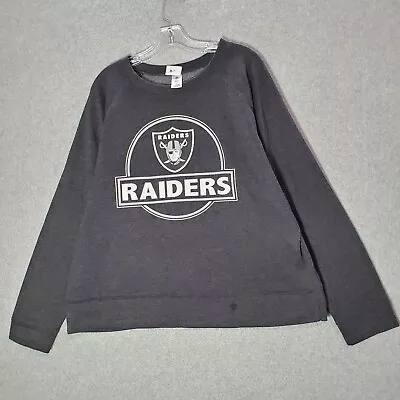 Oakland Raiders Women Sleepwear Sweatshirt 2XL Gray Logo Graphic Print Fleece • $19.96