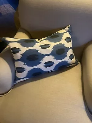 Blue Ikat Cushion Cover 100% Cotton 40 X 60cm OKA India Jane Pooky Style  • £18