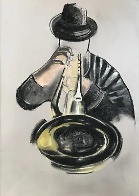 Musician Painting Original Art Trumpeter Artwork Trumpet Player Wall Art • $105