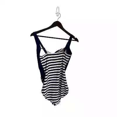 Glow & Grown Sz Small Blue Striped One Piece Maternity Swimsuit Womens • $10.49