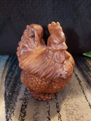 Vintage Atlantic Mold Rooster Chicken Ceramic Cookie Jar Country Farmhouse Brown • $22.98